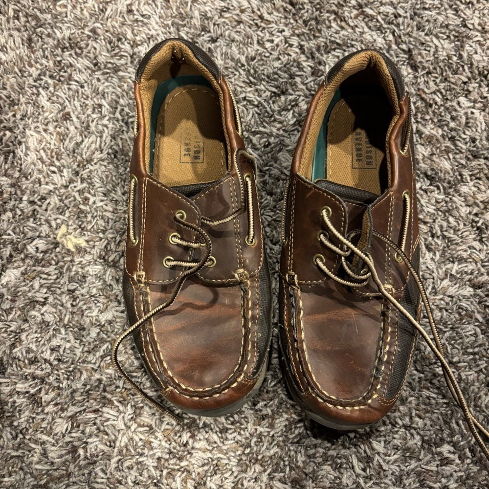 Girls Madison Avenue Brown Leather Boat Shoes